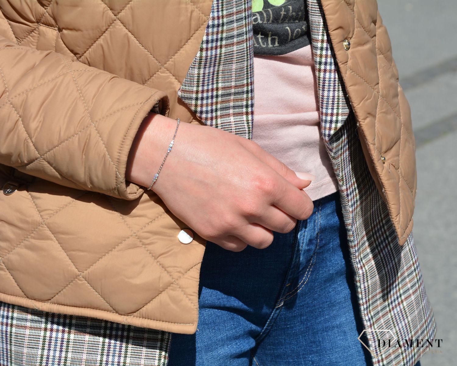 Bransoleta srebrna z kuleczek cyrkonia Dall'Acqua B RM BR13875 036d.jpg